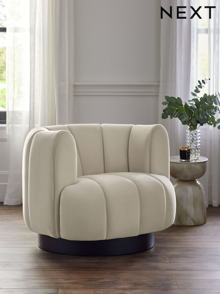 Soft Velvet Pebble Natural Valencia Swivel Accent Chair (AJ0862) | €550