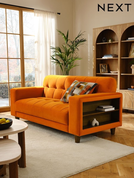 Soft Velvet Burnt Orange Wyatt Shelf 2 Seater Sofa (AJ0863) | €1,100