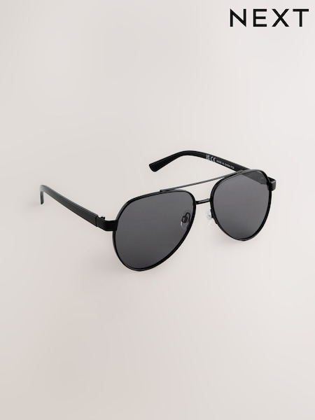 Black Aviator Sunglasses (AJ0885) | 93 SAR