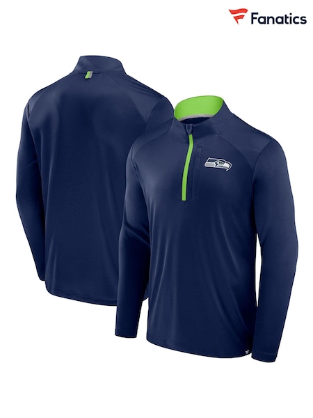 Fanatics Blue NFL Seattle Seahawks Defender Quarter Zip Sweatshirt (AJ0972) | ₪226
