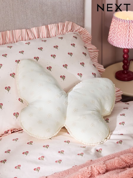 White Broderie Butterfly Cushion (AJ0997) | €28