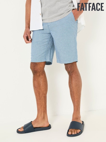FatFace Mawes Blue Cotton Linen Chino Shorts (AJ1403) | $79