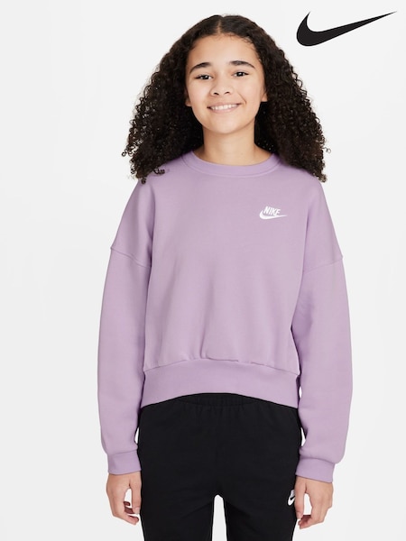 Сиреневый с принтом Doll - Nike Club Fleece Boxy Crewneck Sweatshirt (AJ1416) | €46