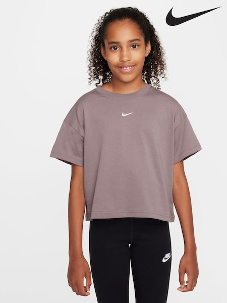 Nike Taupe Grey Sportswear Boxy 100% Cotton T-Shirt (AJ1433) | €28