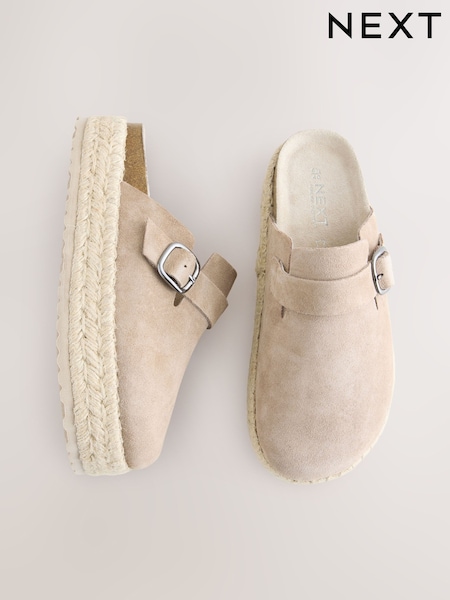 Neutral Forever Comfort® Leather Round Toe Espadrille Chunky Clogs (AJ1455) | R$ 390