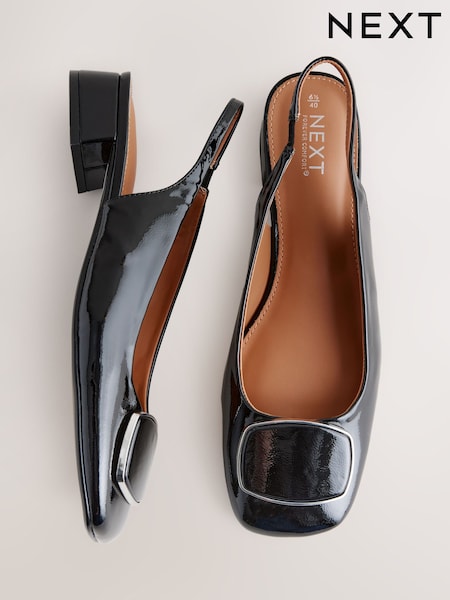 Black Forever Comfort® Square Toe Hardware Detail Slingbacks (AJ1462) | €47
