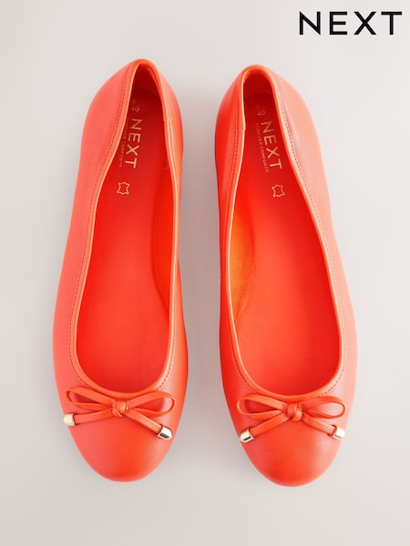 Orange Forever Comfort® Round Toe Leather Ballerina Shoes (AJ1470) | €39