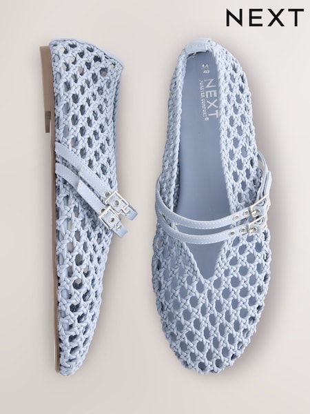 أزرق - Forever Comfort® Round Toe Weave Double Mary Jane Shoes (AJ1477) | ‏16 ر.ع.‏