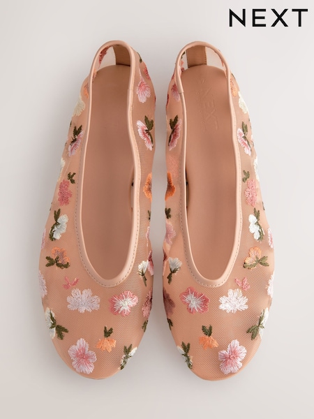 Blush Nude Forever Comfort® Embroidered Mesh Ballerinas (AJ1490) | LEI 230