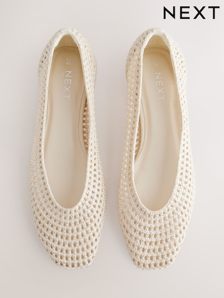 Neutral Forever Comfort® Square Toe Crochet Ballerinas (AJ1494) | LEI 249