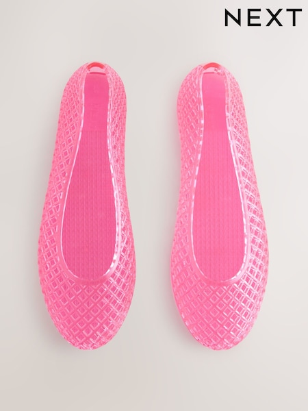 Pink Round Toe Jelly Ballerinas (AJ1511) | €20