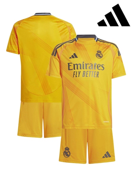 adidas Yellow Youth Real Madrid Away Kit Top and Short Set 2024-25 (AJ1604) | €114