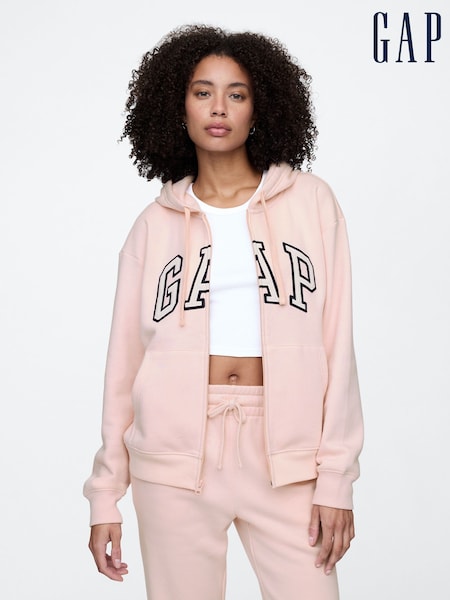 Blush Pink - Gap Relaxed Logo Zip-up Hoodie