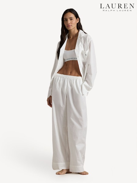 Lauren Ralph Lauren Shirting Stripes Core 100% Cotton White Pyjamas Set (AJ1639) | ‏737 ر.ق.
