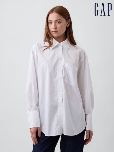 Blanco - Camisa grande de popelina de Gap