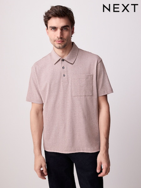 Neutral Marl Heavyweight Button Neck Polo Shirt (AJ1664) | €25
