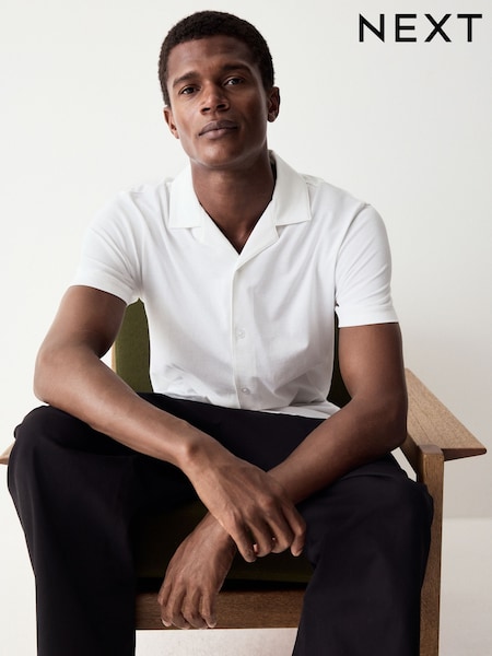 White Short Sleeve Pique Shirt (AJ1666) | €27