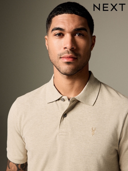Neutral Marl Regular Fit Short Sleeve Pique Polo Shirt (AJ1681) | €20