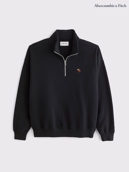 Black - Regular Abercrombie & Fitch Classic Quarter Zip Sweatshirt