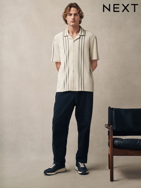 White/Black Textured Stripe Jersey Shirt (AJ1693) | €34
