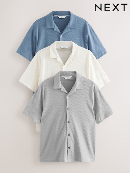 Blue / Ecru / Grey - Short Sleeve Jersey Polo Shirts 3 Pack (AJ1726) | ¥ 13,030