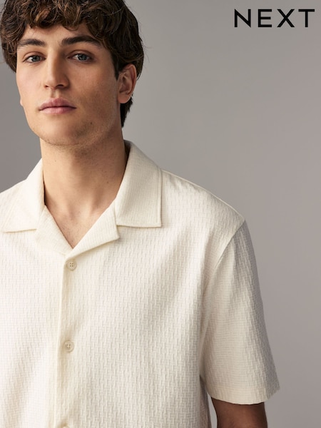 White Textured 100% Cotton Jersey Shirt (AJ1728) | €30