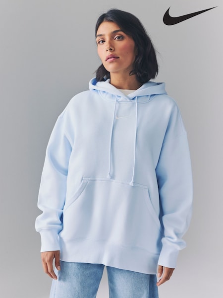 Nike Light Blue Tint Oversized Sportswear Phoenix Fleece Mini Swoosh Pullover Hoodie (AJ1854) | €86