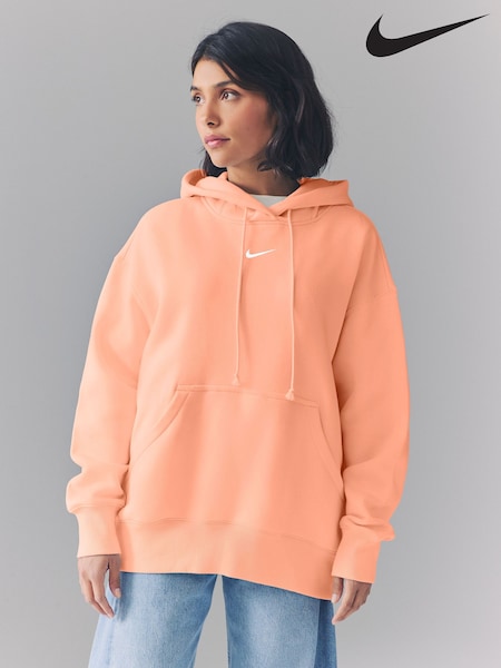 Apricot Oranssi - Nike Oversized Urheiluvaatteet Phoenix Fleece Mini Swoosh Pullover Huppari (AJ1873) | €95