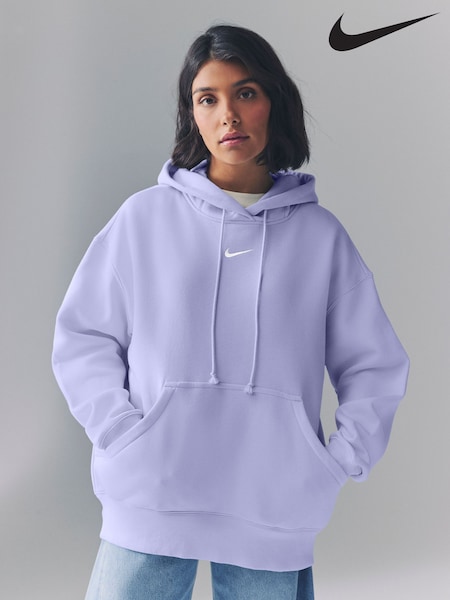 Nike Lilac Ice Oversized Sportswear Phoenix Fleece Mini Swoosh Pullover Hoodie (AJ1897) | €92