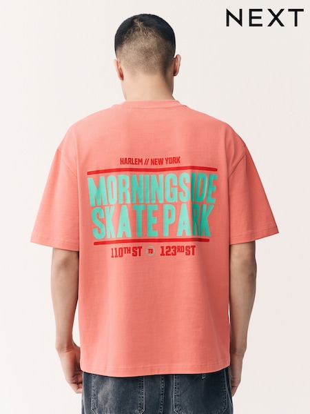 Pink Relaxed Fit Print Heavyweight T-Shirt (AJ2218) | 89 QAR