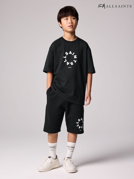 שחור - Smallsaints Boys Tierra 100% Cotton T-shirt And Sweat Shorts Set (AJ2223) | ‏171‏₪ - ‏191‏ ₪