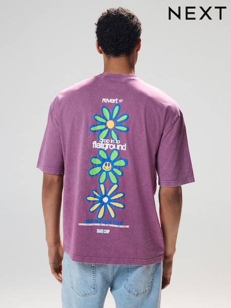 Purple Relaxed Fit Graphic Print T-Shirt (AJ2228) | €25