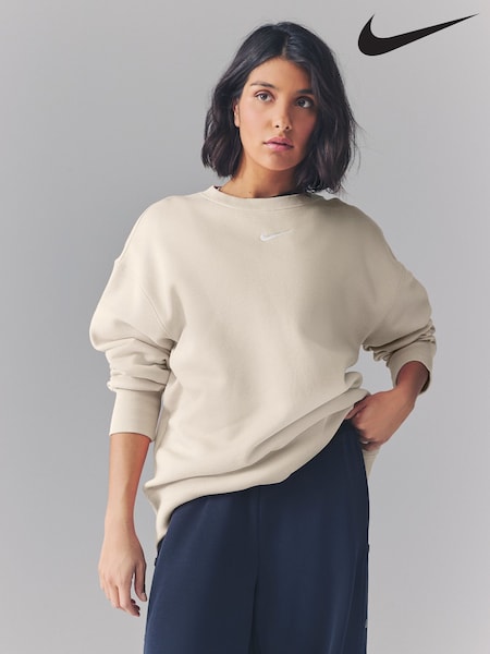 Nike Light Wood Natural Oversized Phoenix Fleece Crew Neck Sweatshirt (AJ2383) | €72