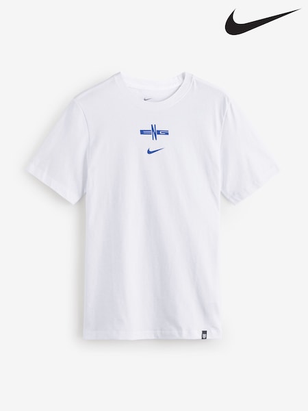Nike White 100% Cotton England Crest Graphic T-Shirt (AJ2511) | €37