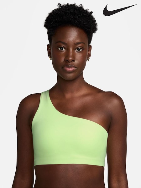 Nike Lime Green Zenvy Asymmetrical Light Support Sports Bra (AJ2544) | €64