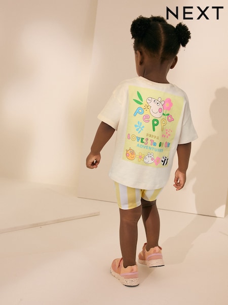 Cream Peppa Pig Short Sleeve T-Shirt and Shorts Set (3mths-7yrs) (AJ2613) | €20 - €25