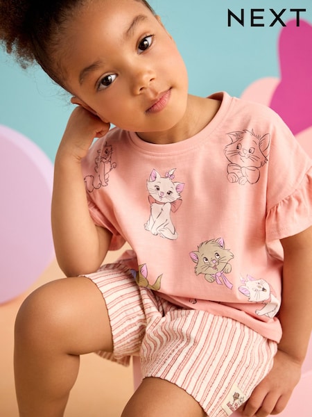 Pink Disney Aristocats 100% Cotton T-Shirt and Shorts Set (3mths-7yrs) (AJ2614) | KRW35,200 - KRW44,600