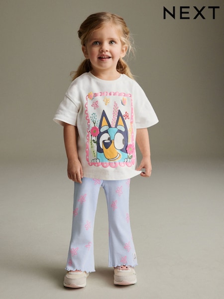 Blue/Ecru Bluey Short Sleeve T Shirt and Flare Leggings Set (3mths-7yrs) (AJ2618) | €21 - €27