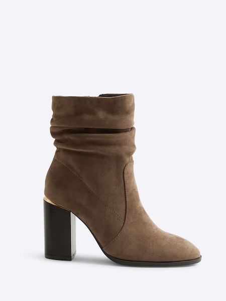 River Island Grey Slouch Heeled Ankle Boots (AJ3471) | AED196