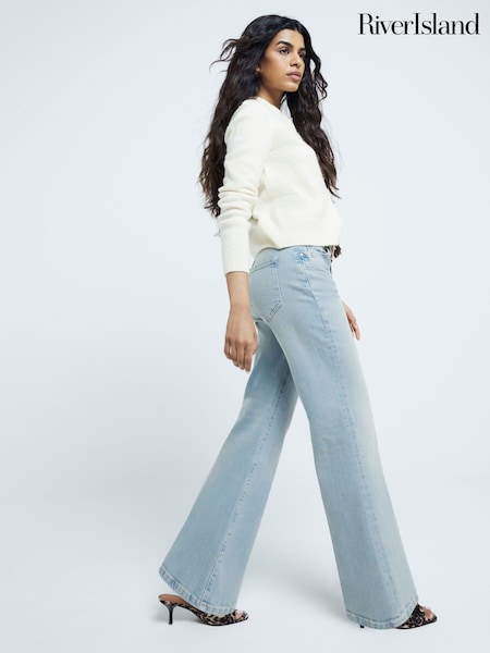 River Island Petite High Rise Wide Leg 100% Cotton Jeans (AJ3472) | 3 184 грн