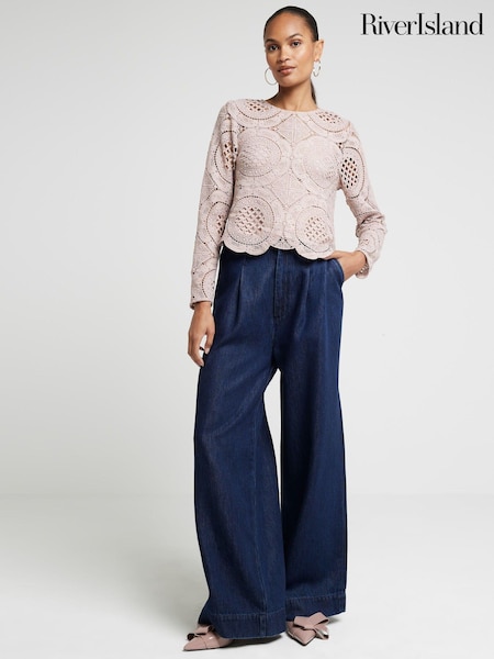 River Island Long Sleeve Lace T-Shirt (AJ3473) | €60