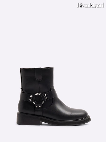 River Island Black Biker Ankle Boots (AJ3488) | €32