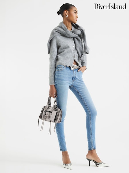 Albastru - Blugi skinny cu talie medie River Island (AJ3536) | 328 LEI