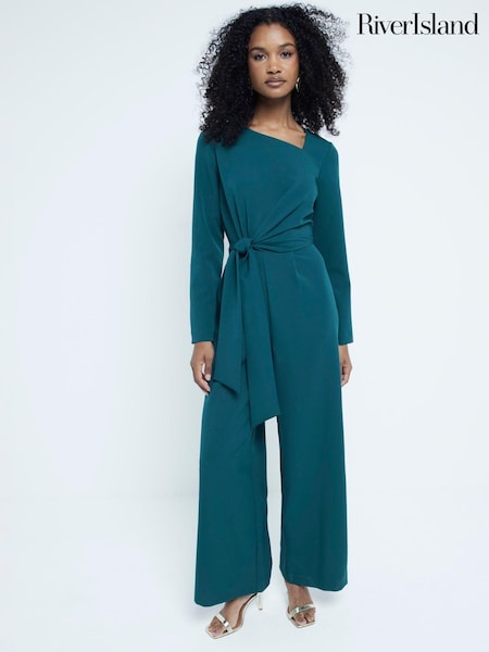 River Island Green Tailored Wrap Front Jumpsuit (AJ3553) | €41.50