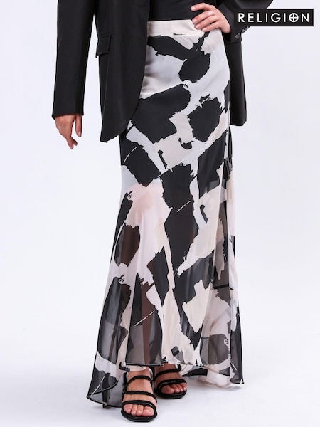 Religion Natural Aurora Maxi Skirt in Hand-Painted Prints (AJ3638) | 143 QAR