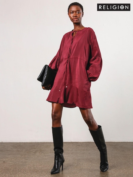 Religion Red Mini Twist Dress With Large Placement Prints (AJ3665) | €69
