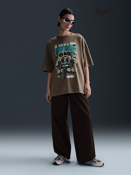 Nike Mink Brown Oversized Sportswear Short Sleeve 100% Cotton T-Shirt (AJ3692) | €54