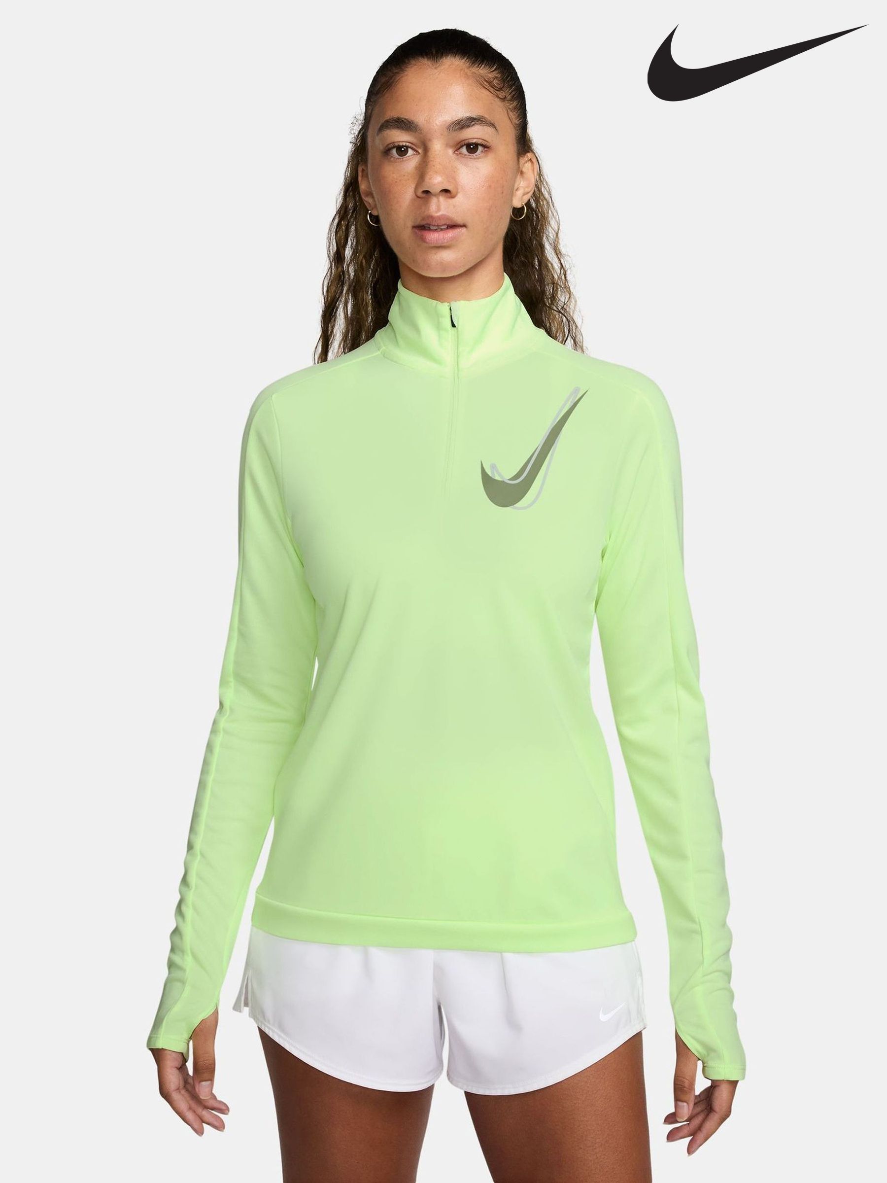 nike running pacer half zip top in lime