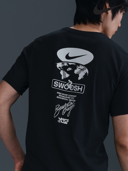 Nike Black Sportswear Swoosh Back Graphic 100% Cotton T-Shirt (AJ3717) | €42