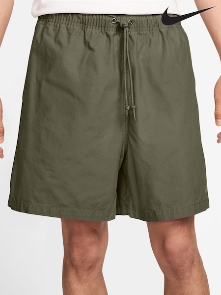 Medium Olive Green - Nike Club Washed Flow 100% Cotton Shorts (AJ3776) | 71 €